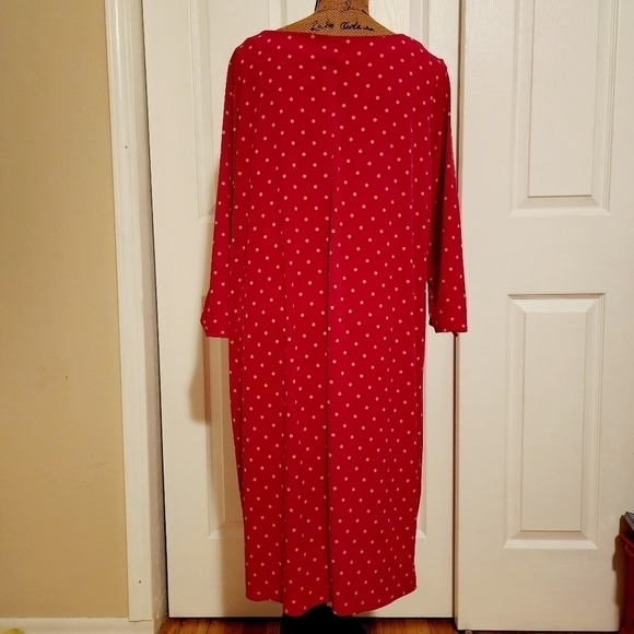 Woman Within Red Polka Dot Dress Tie Peek-a-boo Sleeves Size 18/20 Plus Size EUC - Picture 3 of 8